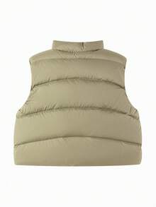 Balabala Stand‑Collar Kids Down Vest Lightweight Warm Sleeveless Outerwear Autumn Winter - Olive Green - View 5