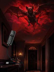 2-Style Devil Spider & Devil Bat Effect Light, Realistic 360° Rotating USB Powered Lamp For Halloween Bedroom Decor, Haunted Party And Holiday Atmosphere - Multi-color light - View 5