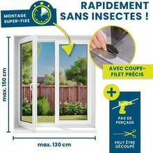 Hoberg Moustiquaire de fenêtre avec Fixation magnétique innovante | Moustiquaire jusqu'à 150 x 130 cm découpable Individuellement, Pas de perçage ni de vissage | Fixation avec 16 aimants [Noir] - Moustiquaire - Voir 4