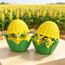 Cute 3D Printed Corn Dragon + Dragon Egg Model Set Plastic Toy Ornament Desktop Decoration Sculpture Figurine Holiday Gift - Multicolor - View 3