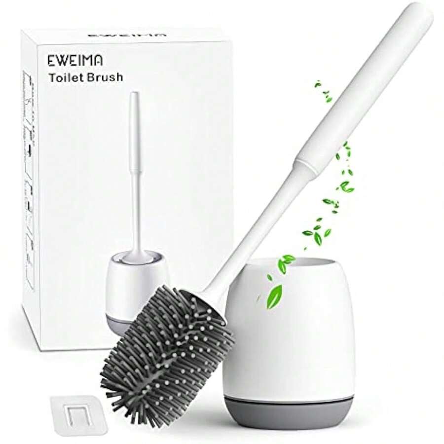 Brosse WC, Brosse de Toilette en Silicone, Balayette WC en Silicone Antibactérienne à Séchage Rapide, Brosse Toilettes à Manche - style comme sur la photo - Voir 1