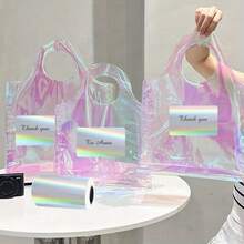 Holographic SilverRoll, Print Text QR Code Barcode Logo, Waterproof BPA‑Free Label Paper - Multicolor - View 3