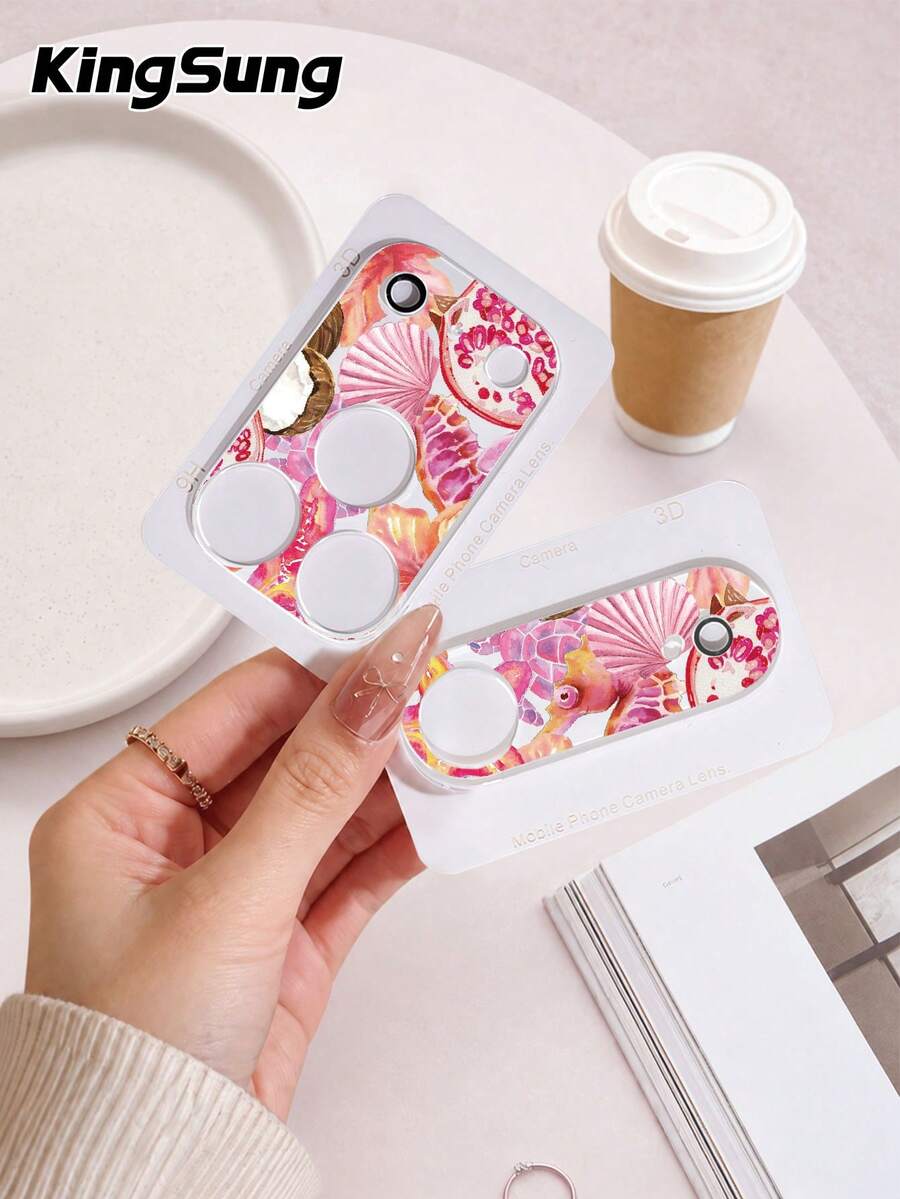 Kingsung Ocean Pattern Camera Lens Protector Film, Compatible With IPhone 17 Pro/17 Pro Max, Phone Accessory, Transparent Anti-Scratch Camera Cover, Birthday Gift For Family And Friends - Multicolor - View 1