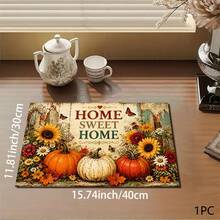Alfombrilla Absorbente con Estampado Floral & Calabaza de Otoño / Alfombrilla de Secado / Alfombrilla de Secado para Máquina de Café & Platos - Protector de Superficie de Poliéster Absorbente con Respaldo de Goma Antideslizante, Decoración de Encimera de Cocina - Mantel Individual para Bar en Casa & Mesa de Comedor - Multicolor - Ver 13