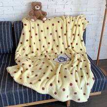 1pc Korean Style Fleece Double-Sided Printed Blanket, No Pillowcase, Soft Skin-Friendly, Multiple Sizes, Multi-Purpose Blanket Suitable For Office, Living Room Sofa, Bedroom Bed - Yellow - View 13