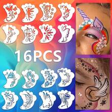 16pcs Face Painting Stencil Set For Masquerade, Cosplay, Carnival Party, Birthday Party, Hollow Colorful Painting Template Auxiliary Tool, DIY Hand-Drawn Template, Graffiti Printing Spray Painting Template, PET Material Washable, Foldable, Reusable - 16 Pieces - View 8