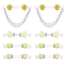4 Pairs Fake Nipple Piercing Fake Nipple Rings Non Piercing Jewelry Adjustable Elastic Nooses Chain Heart Balls Cute Body Jewelry - Multicolor - View 3