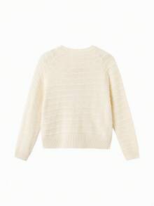 Balabala Tween Girls Knit Cardigan Soft Sweater Top Spring Autumn - White Tone - View 5