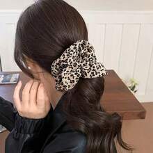 2 Pcs Leopard Print Hair Scrunchies, Leopard Print Hair Band For Women, Elastic Hair Ties, Fashion Dark Design, Suitable For Ponytails And Buns - 2-pack Leopard Print - View 3