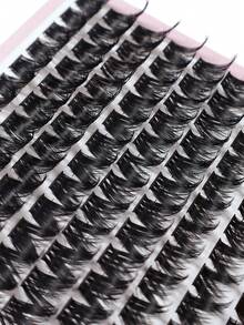 10-Row Large Capacity Segmented Fluffy False Eyelashes, Black Stem Single Cluster Lashes, Thick Natural Manga Big Eye Style, Beginner Self-Application Segmented Eyelashes - View 5