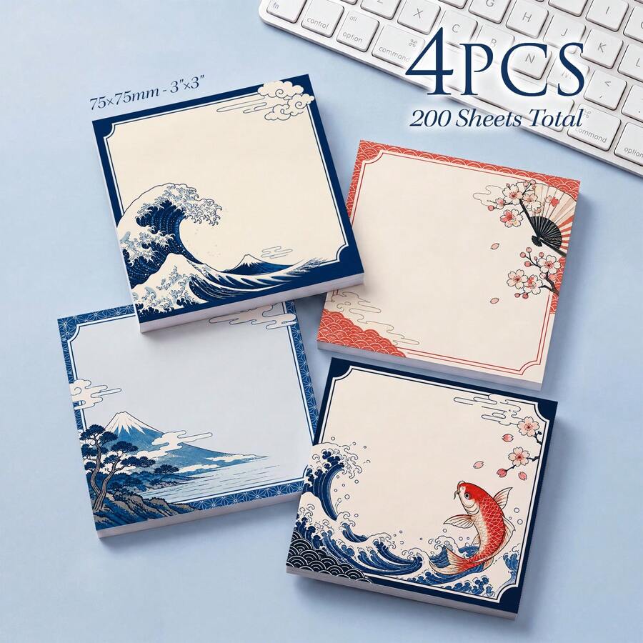 波浪圖案可撕式便利貼 - 75x75毫米 - 查看 1