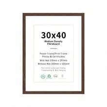 Mosearon 4/1組 30 X 40 cm MDF相框，A3與A4證書與海報框，無背板，配透明壓克力面板，適用於客廳、臥室與藝廊牆面裝飾，僅供展示 - 棕色 - 查看 18