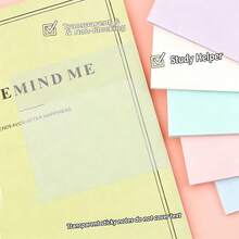 4pcs Back To School Season Pearlescent Matte Macaron Sticky Notes, Size 7.6*10.1cm, Semi-Transparent Matte Paper, Suitable For Students To Mark Key Points In Class, Book Page Dividers And Notes, Office Document Annotations And Messages, Meeting Key Points Recording. Also Can Be Used For Planner Decoration DIY, Checklist Memo, Material Indexing. Can Be Stuck On Books, Desktops, Folders, Daily Use For Study And Office, Memo Marking Stationery - A - View 6