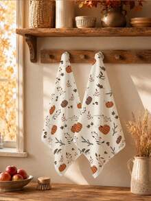 2 Stücke minimalistische Küchenhandtücher mit Ahornblatt- & Kürbismuster für den Herbst, weiche Polyester-Geschirrtücher, geeignet für Küchendekoration, Küchenreinigung, Feiertagsdekoration, Küchen- & Badezimmerbedarf, Haushaltsartikel, Wohndekoration, Einweihungsgeschenk - Verschiedenfarbig - Übersicht 8