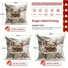 4pcs Winter Forest Animal Christmas Pillow Covers, Snow Rabbit Fox Raccoon Squirrel Print Pattern, Single-Sided Print Pillow Covers/Cushion Covers, Multi-Scene Atmosphere Decoration Pillow Covers Suitable For Living Room Sofa Bedroom, Pillow Insert Not Included - Multicolor - View 2