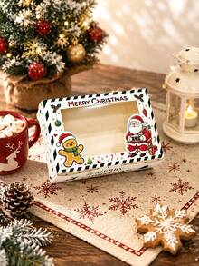 4/8/12pcs 2026 NEW Christmas Gift Box With Transparent Window | Santa Claus & Xmas Tree Printed Present Box, Festive Striped Paper Box For Christmas Party Decorations - View 6