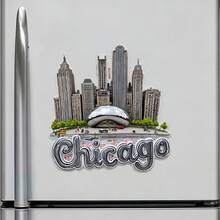 Chicago Cloud Gate And The Skyline's Quiet Reflection Magnet Where The Wind Writes Its Name On Every Street Keepsake For All Metal Surfaces Throughout The Home - A - View 2