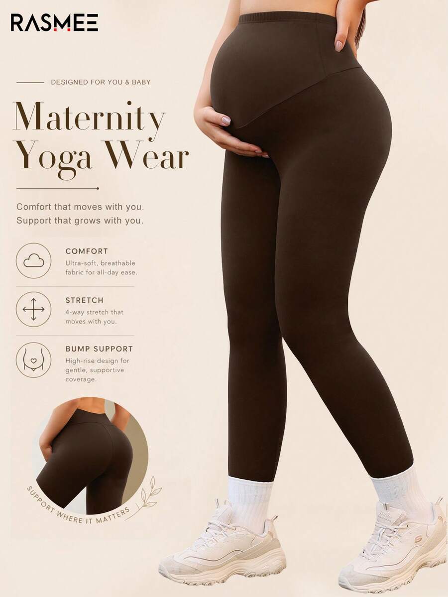 Pantalones de yoga de maternidad sin costuras de alta elasticidad para mujer, leggings de fitness transpirables y suaves con soporte abdominal