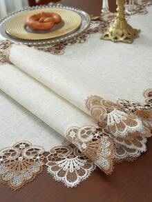 聚酯亞麻面料精緻刺繡水溶性鏤空蕾絲廚房餐桌櫥櫃桌巾防污餐墊盤墊家居裝飾家庭聚會節日裝飾書桌咖啡桌梳妝台裝飾家居裝飾桌巾櫥櫃鞋櫃防塵罩客廳臥室庭院室內室外戶外家具野餐別墅度假聚會家庭聚會節日裝飾派對婚禮裝飾系列尺寸桌巾1件 - 彩色 - 查看 6