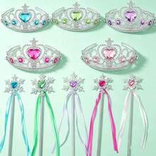 5 Sets Princess Crown And Snowflake Magic Wand Set, Heart-Shaped Rhinestone And Fairy Wand Combination, Dress-Up Accessories Set - Multicolor - View 11