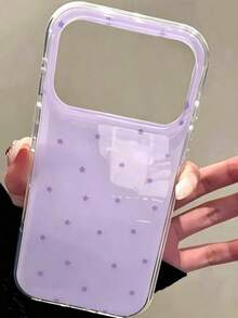 Ins韓系簡約黃色波點手機殼，適用於Apple 17 Pro Max、13/12/16 Pro、新款15 Pro Max，女款純色創意雙層全包覆硬殼保護套 - 淡紫色 - 查看 2