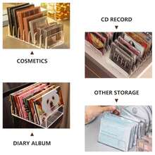 Paquete de 2 soportes de CD de acrílico transparente, caja de almacenamiento de DVD y CD, soporte de almacenamiento de discos de vinilo, capacidad para hasta 14 fundas de CD estándar para - Multicolor - Ver 8