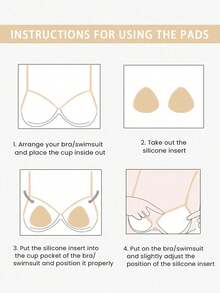 2pcs Women's Silicone Bikini Breast Pads, Bra Accessories, Bra Inserts, Invisible Breast Pads - Multicolor - View 7