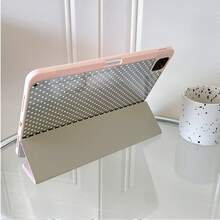 1pc Cute Pink & White Polka Dot Print Tablet Protective Case, Foldable Stand, Multi-Angle Viewing, Suitable For Work & Entertainment, With Pen Slot, Compatible With IPad Pro 2024/Air M3/A16 2025, Compatible With Xiaomi, MatePad - Multicolor - View 7