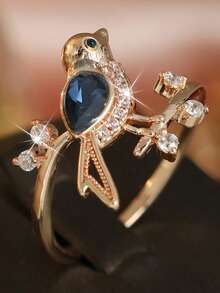 3D Bird-Shaped Inlaid Synthetic Zirconia, Suitable For Daily Wear - Rose Gold - View 5