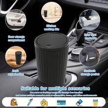 1 Car Trash Can With 15 Trash Bags, Round Trash Can With Lid, Waterproof Storage Bin For Car, Car Center Console Cup-Shaped Trash Can - Car Trash Can - View 7