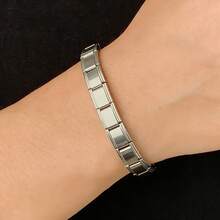 18-Link 1pc Fashion Luxury Stainless Steel Bracelet, Men's Metal Chain Bracelet, Suitable For Daily Wear - Multicolor - View 9