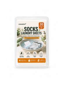 1 Box 30pcs Socks Laundry Sheets, Socks Cleaning Sheets, Hanging Design, Stain Removal, Antibacterial & Odor Removal, Disposable Portable Pack, Daily Essential, Home & Commercial Use, Machine & Hand Wash Compatible, Travel Use - Sock Laundry Sheets - View 10