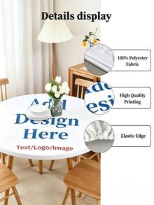 Anpassad rund duk med elastisk kant, flera storlekar, DIY-design, personlig bordsduk, lämplig för caféer, brunch och hemmatillställningar, utomhuspicknick, passar alla runda bord, idealisk present eller högtidsdekoration, elegant tryckt mönster - färgrik - Visa 7