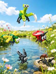 Youleli 12Pcs Kids Cartoon Animal Building Blocks Set, Educational DIY Interlocking Blocks Puzzle Game Toy, Assembly Construction Toy, Birthday Christmas Gift For Children - Multicolor - View 4