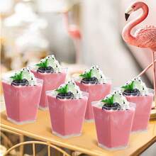 Baking And Pastry Utensils With Transparent Lids, Dessert Cups, Pudding Cups, Accessories With Low Temperature And Easy Cleaning Features, Suitable For Cafes, Snacks, Buffet Desserts, Home, Entertaining, Kitchen, Baking Parties, Pudding, Cheesecake, Jelly Cups - Clear - View 2