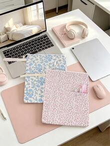 Túi đựng máy tính bảng chần bông họa tiết hoa dễ thương có khóa kéo, túi đựng cầm tay bảo vệ di động cho laptop 11-13 inch, túi lưu trữ kỹ thuật số, hộp bút cho bé gái - Nhiều màu - Xem 3