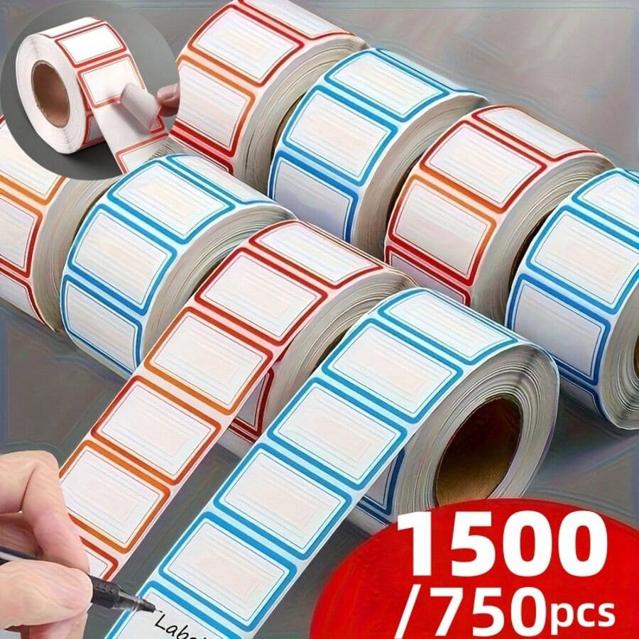 1500/750pcs Residue-Free Peel-Off Non-Adhesive Labels, Suitable For Refrigerator, Freezer, Pantry, Kitchen, Used For Organizing Food Containers, Bottles, Meal Prep, Reusable Freezer Stickers, Birthday Stickers, Gift Labels, Dual Color - Multicolor - View 1