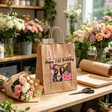 Customized Gift Bags, 18th Birthday Gift Bags, Made Of Thick Kraft Paper, Can Print Photos And Text, Suitable For Shopping, Christmas, Party, Wedding, School Events, Thanksgiving, Birthday And Other Occasions. - Camel - View 2