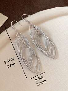 1 Pair Flashing Line Earrings, Elegant Dangle Earrings For Women, Suitable For Evening Party, Daily Wear, Holiday And Party - Silver - View 5