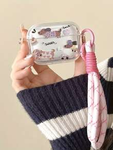 Cute Dachshund Dog Earphone Case/Protective Cover For 1/2/3 Generation, For Pro, For Pro2, For 4, 1 Protective Shell With 1 Hanging Chain - Lucky Dachshund + Pink Rope - View 2