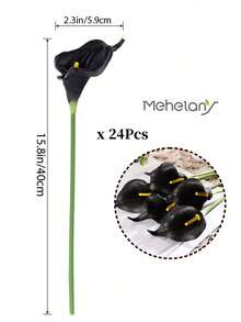MEHELANY 12/6/1支 黑色人造馬蹄蘭 35cm PU仿真花，馬蹄蘭人造花束，適用於家居婚禮裝飾、室內/室外裝飾、花園裝飾、派對裝飾、波希米亞風格裝飾、節日派對裝飾、母親節生日慶祝、日常禮物 - 黑色 - 查看 11