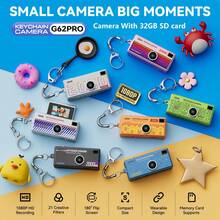 Kamera Mini dengan Layar Lipat Definisi Tinggi, Kamera dengan Kartu SD 32GB, Perekaman HD 1080p, Layar Lipat 0,97 Inci, Perekaman Suara, Pencahayaan Tambahan, 21 Filter, Desain yang Dapat Dipakai. Hadiah Paling Cocok untuk Diberikan Sebagai Kado. - View 1