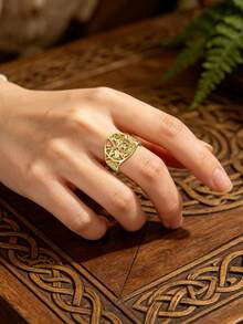 LIKGREAT 1PC Hollow Pentagram Witch Knot Open Ring Stainless Steel Symbol Gothic Amulet Adjustable Ring Men Women Jewelry Gift - Fashion Series - View 10