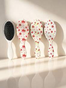 1pc Polka Dot ABS Plastic (ABS Resin) Air Cushion Comb, Universal Fresh Watercolor Pomegranate Print Oval Air Cushion Hairbrush, Sweet Fruit Heart Floral Pattern Scalp Massage Comb, Lightweight Portable Travel Detangling Hairbrush For Women's Long Hair Daily Styling - Multicolor - View 8