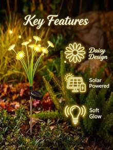 Solar Powered Daisy Garden Lights, Colorful LED Solar Powered Ground Stake Lights, Waterproof Outdoor Decorative Landscape Lights, Solar Garden Lights, Suitable For Yard, Pathway, Patio, Lawn, Backyard Decoration - Daisy - View 7