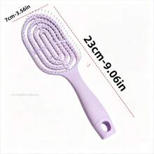 Sisir Rambut Macaron dengan Desain Rusuk Berongga, Dapat Digunakan Basah & Kering, Sikat Pijat Praktis untuk Perawatan Rambut di Rumah, Set Sisir Aksesori Rambut - 1 buah sisir tipe O + 3 buah jepit rambut - View 5