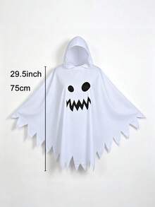 Halloween White Ghost Hooded Cloak Costume, Scary Ghost Face Distressed Cape, Cosplay Outfit, Suitable For Carnival, Masquerade Ball, Haunted House Party - Multicolor - View 5