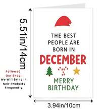 1pc December Birthday Christmas Card With Envelope - "Born In December" Holiday Greeting, Suitable For Friends And Family, Blank Inside - View 2