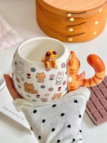 Creative 3D Cat Ceramic Mug, Cute Coffee Cup, Birthday Gift For Women - Multicolor - View 2