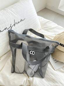 Baby Mesh Storage Bag Portable Parenting Organizer Tote Transparent Mesh Design Large Capacity Baby Supplies Storage Basket - Storage Bag - View 11